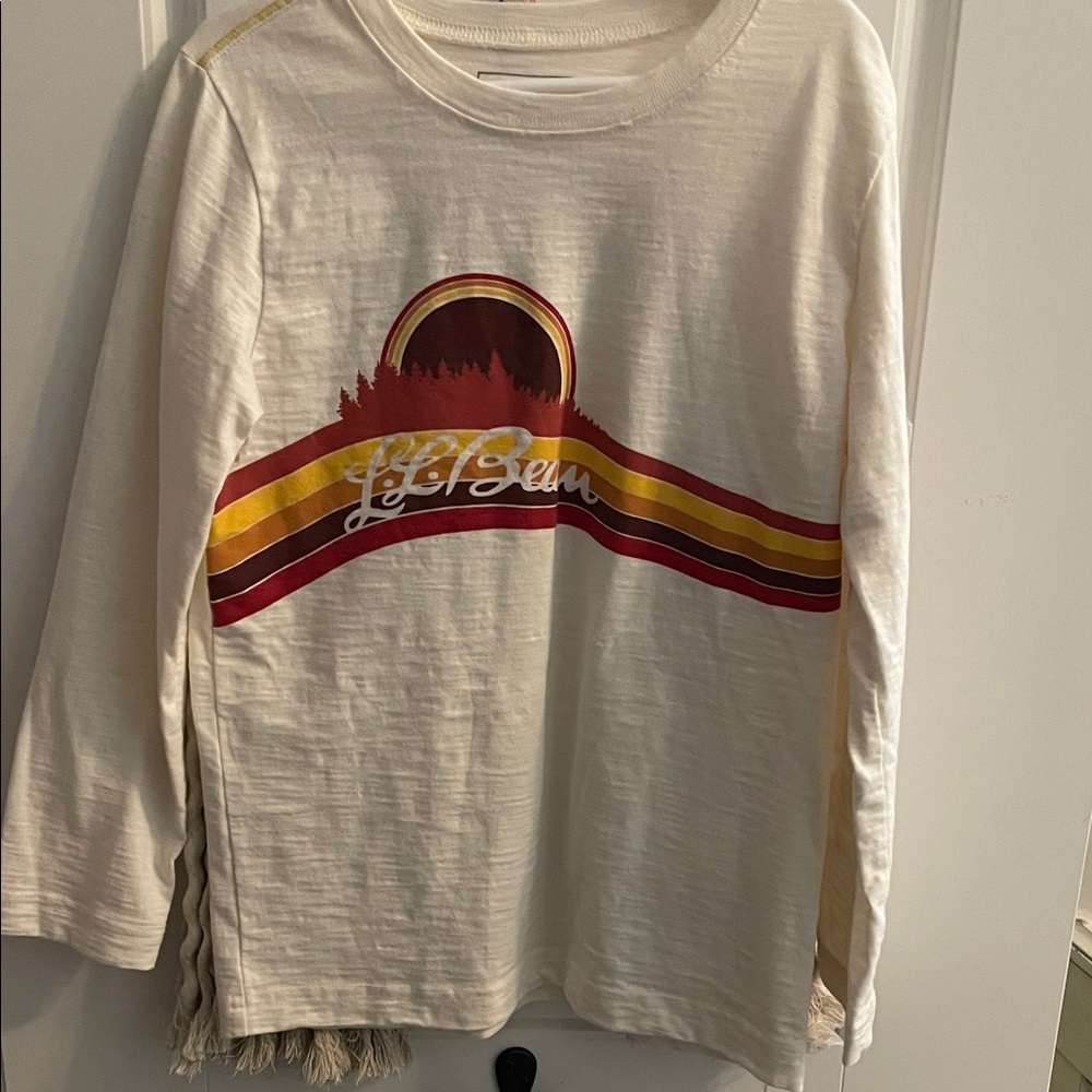 L.L. Bean Kids Cream Shirt with Red and Yellow Graphic
